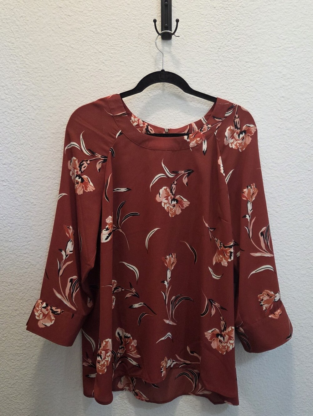 Daniel Rainn shirt plus Size XXL Burnt Orange Floral blouse NEW Stitch FIX